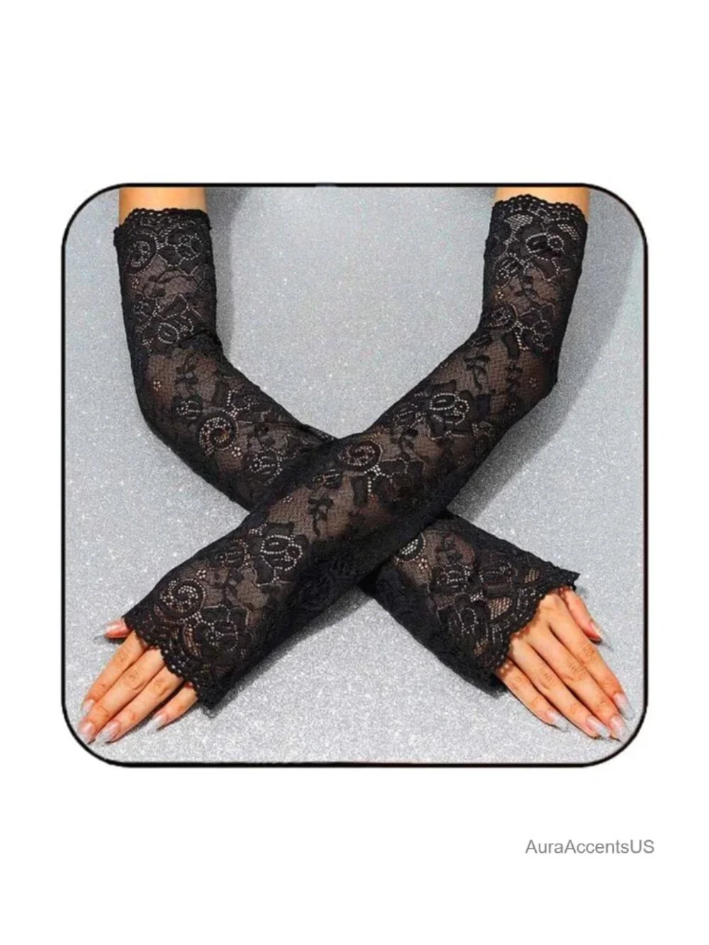 Fingerless Lace Gloves Elbow Length Halloween Costume Arm Sleeves for Women